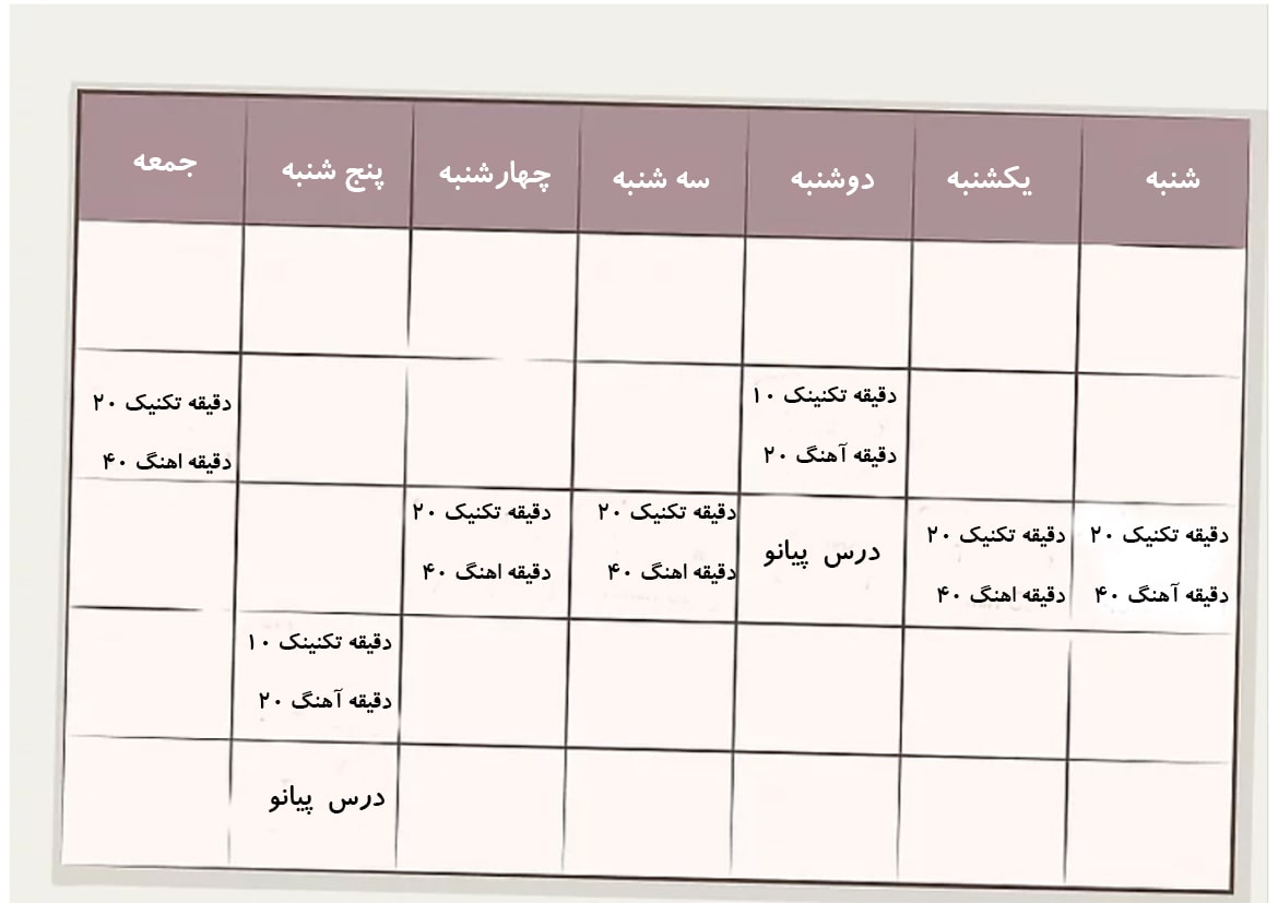 برنامه تمرین